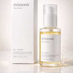 Mixsoon Bean Essence 50ml Korean skincare serum bottle with minimal white packaging on clean background