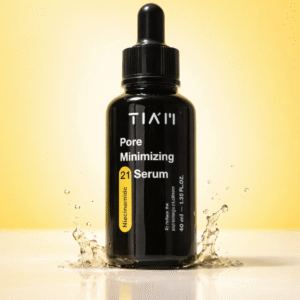 TIA’M Pore Minimizing 21 Niacinamide Serum 40ml in black dropper bottle for pore tightening and oil control